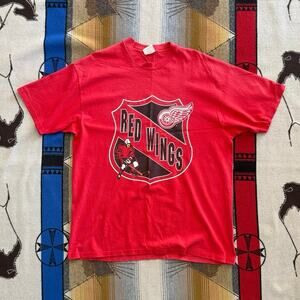 Vintage Detroit Red Wings T-Shirt Size 2XL Single Stitch USA Made Hockey NHl 90s